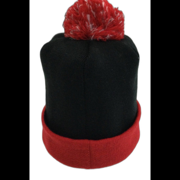 New Era Hat Unisex One Size Black Red Chicago Bulls Windy City Pompom Beanie - Picture 2 of 9